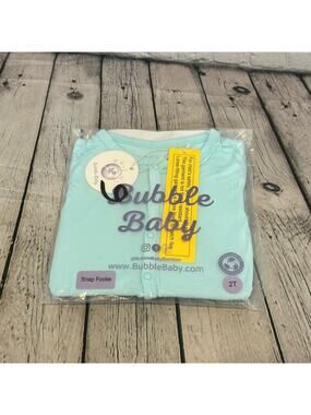 Bubble Baby Powder Blue Bamboo Snap Footie